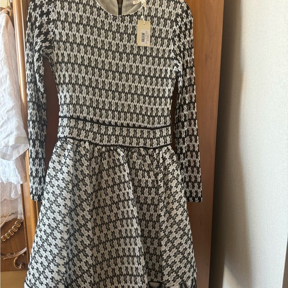 Maje Black and White Fit and Flare Midi Dress - Picture 1 of 5